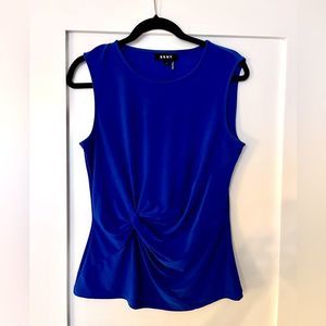 DKNY Woman Sapphire Blue Sleeveless Round Neckline Top